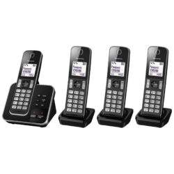 Panasonic DECT Telephone with Answer Machine – Four-Pack